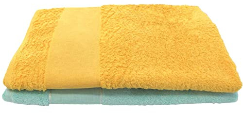 hobbymio.it Asciugamani da Bagno con Tela Aida da ricamare a Punto Croce, Set Composto da Due Asciugamani, Giallo Girasole e Verde Menta