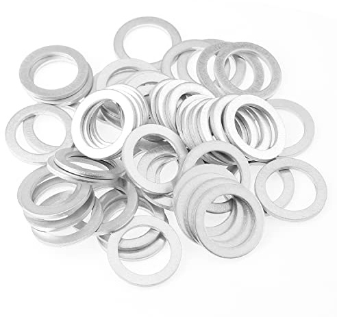 HELIFOUNER 50 piezas M14 x 20 x 1,5 mm, arandelas de trituración de aceite, arandelas planas de aluminio, diámetro interior 14 mm, diámetro exterior 20 mm, grosor 1,5 mm