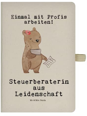Mr. & Mrs. Panda DIN A4 Baumwoll Notizbuch Steuerberaterin Leidenschaft - Geschenk, Mitarbeiter, Notizheft, Kladde, Notizen, Jubiläum, Adressbuch,