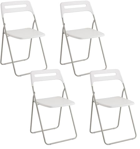 Baroni Home Platzsparender Klappastuhl, Esszimmer für Innen- und Außenbereich mit Gestell aus Stahl, 42x38x78 cm (Weiß, 4)