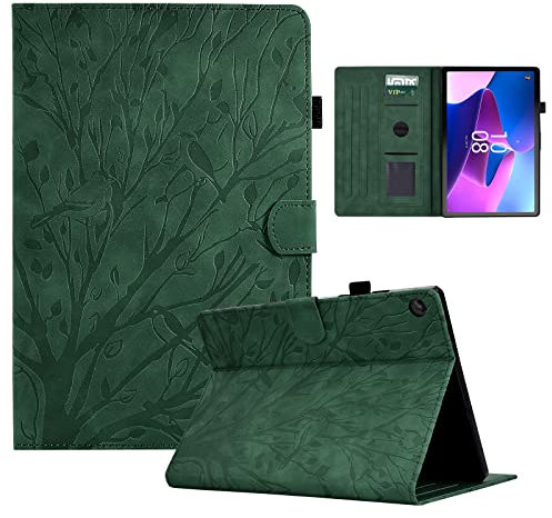 LSPCASA Cover Lenovo Tab M10 Plus 3rd Gen Materiale In Pelle PU Ombra Dell'Albero Cover Supporto Auto Wake/Sonno Custodia Lenovo Tab M10 Plus 3rd Gen Verde
