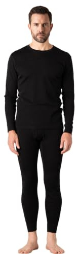 LAPASA 100% Merino Wolle Unterwäsche Herren Set M31 Schwarz Meliert, XL | Leicht/Midweight/Schwer Thermounterwäsche, Skiunterwäsche, Funktionsunterwäsche Set für Wandern, Ski, Outdoor, atmungsaktiv