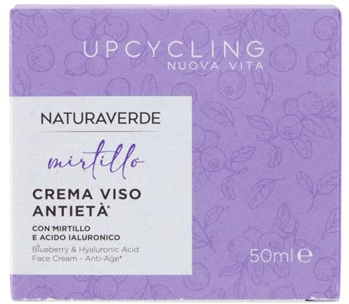 Naturaverde | Gesichtscreme Upcycling Blaubeere, mit Cranberry-Extrakt und Hyaluronsäure, Anti-Aging-Wirkung, spendet Feuchtigkeit und verhindert Alterszeichen, 50 ml