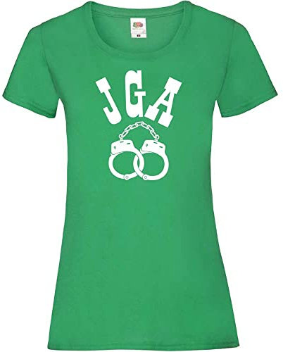 Junggesellenabschied JGA Handschellen Frauen Lady-Fit T-Shirt Grün XXL