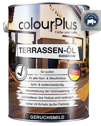 ColourPlus Terrassen-Öl 2,5 L Bangkirau | Schützt und Pflegt Alle Holzarten | Effektiver UV- und Wetter-Schutz | Ideal für Gartenmöbel und Terrassendielen | Bangkirai, Teak, Douglasie