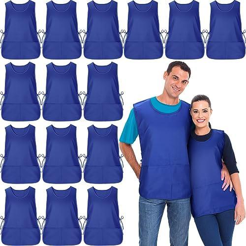 Suhine Cobbler Kittel Schürze mit 2 tiefen Taschen und seitlichen Bändern, Unisex-Schürze für Arbeit und Küche, Blau, Medium
