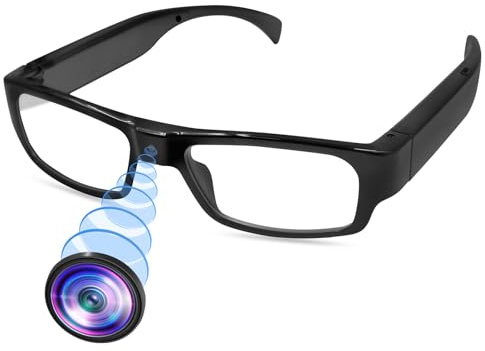 LXMIMI Cámara Oculta Gafas, Gafas sin Agujero Cámara Espía 1080P Minicámara Deportiva Apoyo Tomar Foto/Vídeo y Grabación en Bucle para Interiores y Exteriores