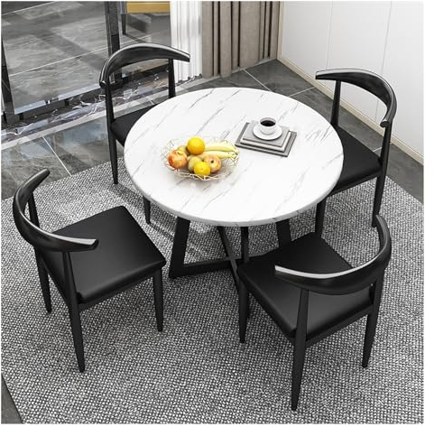 Runder Esstisch Mit 4 Stühlen Set,Meetings Kleine Runde Tische,Rezeption Tisch Und Stuhl Kombination,Verhandlungstisch,Besprechungstisch Mit Stühlen,For Esszimmer,Küche,Restaurant Und Wohnzimmer ( Col