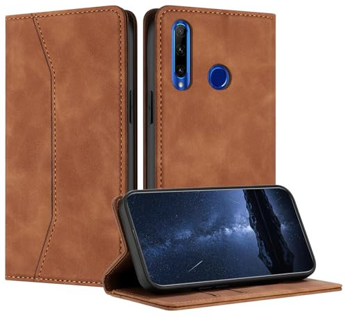 Mo-Beauty Funda para Huawei Honor 20 Lite, Funda Móvil Funda Libro de Cuero con Ranura para Tarjeta y Magnético, Tipo Libro Flip Wallet Caso Cubierta Case Carcasa Funda Piel Honor 20 Lite(Caqui)