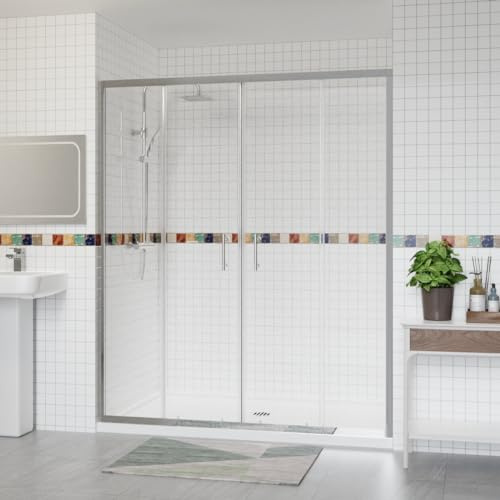 Aquariss 1700x1900mm Sliding Double Shower Enclosure for Wetroom Cubicle with 6mm Easy Clean Glass Shower Screen Door Chrome