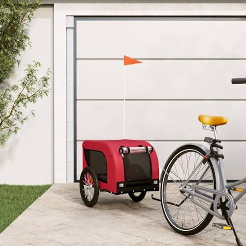 ZEYUAN Fahrradanhänger Hunde Rot und Schwarz Oxford-Gewebe und Eisen, Fahrrad Anhänger, Lastenanhänger, Handwagen, Fahrrad-lastenanhänger, Lastenfahrrad 93999