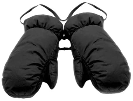 Dickly Radfahren Herren Daunenhandschuhe Damen Herbst Winter warme verdickte Daunen Skihandschuhe Fäustlinge Lanyard Handschuhe Winddicht, schwarz M