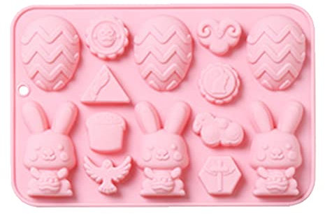 Ostern Silikonform Osterei Backformen Silikon Osterhase Form Silikonform Backform Silikon Pralinenform Ostern Hase Form für DIY Schokolade, Süßigkeiten, 3D Kuchenform für DIY (pink, One Size)