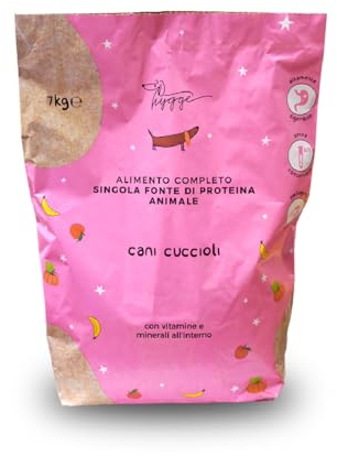 Hundefutter Puppy mit Huhn | mit Zuckerrübe und Bananenchips | Ideal für Welpen bis 18 Monate | Hilft bei der Regulierung der Darmfunktion | Hergestellt in Italien | 7 kg | Hygge Dog