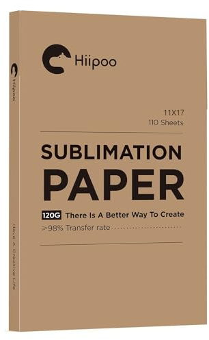 Hiipoo Carta per sublimazione, 28 x 43 cm, funziona con inchiostro a sublimazione ed E Sawgrass stampanti a getto d'inchiostro per tazze, magliette, tessuti leggeri e altri spazi vuoti a sublimazione
