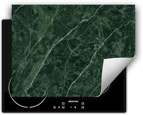 DarHaus Placa protectora vitroceramica 70x52 cm Vinilo - Retráctil - Tapa Vitroceramica - Protector de Vitroceramica - verde - mármol
