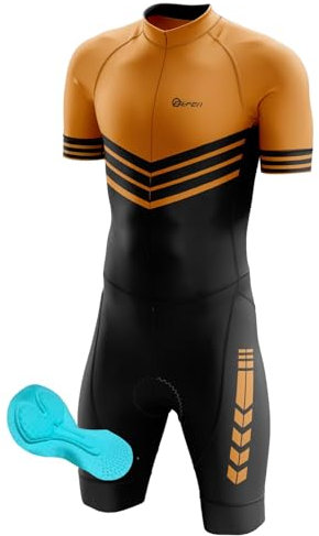 Triathlon Anzug Herren - Einteiliges Radtrikot - Trisuit Einteiler – Triathlonanzug - Triathlon Einteiler Kurz - 3Taschen für Wettkampf Run, Cycle, Swim,Herren Fahrradbekleidung Set (5,4XL)