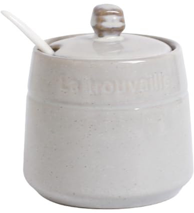 Azucarero de cerámica de Color sólido, Tarro de Especias de Estilo japonés con Tapa y Cuchara, pequeño Tarro de condimento de Cocina para azúcar, Sal y Especias(Size:10CM/3.9IN,Color:C)