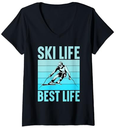 Damen Skiausrüstung Skiausrüstung Skizubehör Skisport T-Shirt mit V-Ausschnitt
