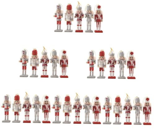 IMIKEYA 6sets Unique Nutcracker Christmas Toy Wooden Desktop Doll Hanging Pendant Pastel Decorations Home Office Decor
