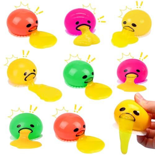 8Pcs Taba Squishy, Puking Ball Fidget Toys, Christmas Stocking Stuffers Gadgets, Vomiting Egg Stress Ball Squishy Squeeze Toy, Funny Secret Santa Gifts for Kids Adults.