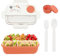 WowWoke Brotdose Kinder Mit Fächern Lunchbox Erwachsene 1250ml Brotdose Erwachsene Lunchbox mit Fächern Brotdose Mehrweg Bento Box für Schule/Arbeit/Picknick(PP, Kleiner Bär rosa)