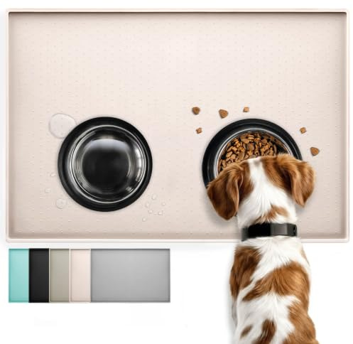 Conlun Tapis de Nourriture pour Chien et Chat de Silicone, Design antidérapant, Bord surélevé pour éviter Que l'eau ou la Nourriture ne se renverse, Passe au Lave-Vaisselle, Facile à Nettoyer