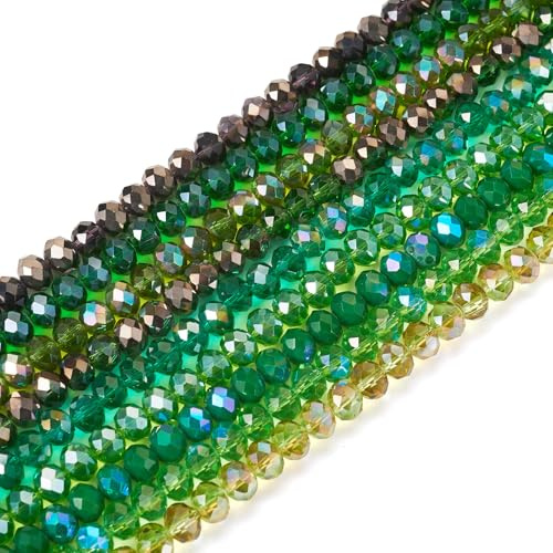 PandaHall 9 strängar fasetterade glas rondellpärlor 8 mm grön kristall glas lösa runda pärlor bulk för vänskap armband halsband örhänge smyckestillverkning