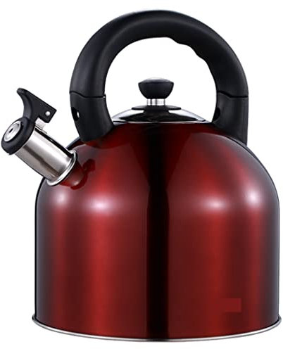 Bouilloire sifflante en acier inoxydable avec poignée 3 L Rouge