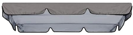 Swing Chair Canopy Replacement 3 Seater Garden Seat Cover Waterproof Windproof 210D Rip Proof Top Cover 195cm x 125cm (Gray)