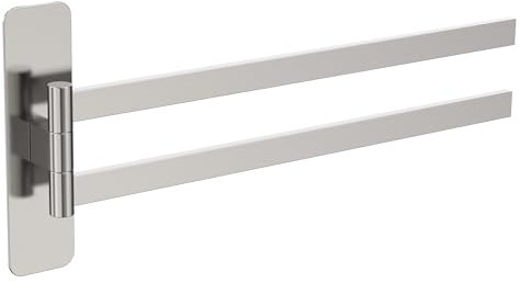OETAMS Porta Asciugamani Bagno Adesivo Girevole a 180°, Portasciugamani da Parete in Acciaio Inox 304 Porta Asciugamani, Senza Foratura, Argento, 38CM