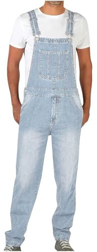 Latzhose Herren Jeans Strapazierfähige Arbeitsoverall Herren Blau Handwerker Arbeitskleidung Retro Sommer Streetwear Langen Bein Einfache Overalls Denim Cargo Lässiges Unitard Rompers