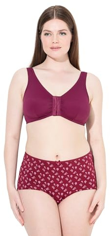 Ulla popken dam stora storlekar överdimensionerade plus size bustier, amningsbehå, främre stängning, kopp C/D – E/F, Druva, 95D
