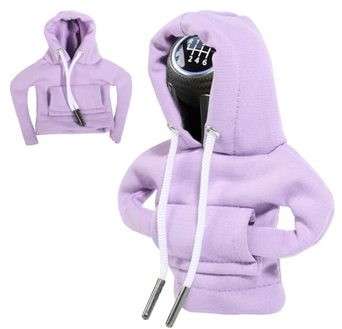 Xibao 2PCS Housse Pommeau de Vitesse,Accessoires Intérieurs Auto,Cache Pommeau de Vitesse,Sweat à Capuche pour Levier de Vitesse,Convient à la (Violet)