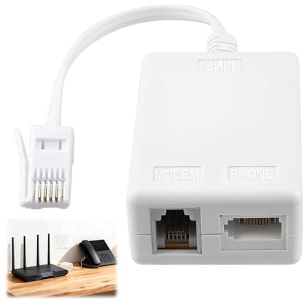 Lueden Cavo splitter ADSL da BT a ADSL RJ11 Internet a banda larga, cavo splitter maschio a femmina, connettore per presa telefonica fissa, router, WiFi, fax, modem, Sky Talktalk, bianco