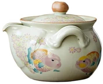 Service Thé Au Poisson Soupière Théière Couvercle Bol Service À Ornements 2550ml Rouge Main Saisir Crème Ru Four Koi Services A Thé Portables