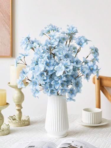 Genérico Flores Artificiales Cerezo -Almendro Bougainvillea– 4 a 10 Piezas –Colores Diferentes, Diseño Realista y Frondoso para Decoración – Flor de Seda Duradera (Azul)