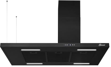 Gurari GCH 793.R Inselhaube mit Ablage Dunstabzugshaube 116 cm Schwarz 850m³/h, Energieeffizienzklasse: A++