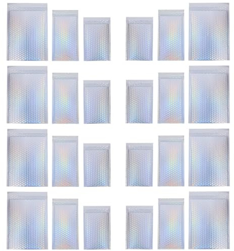 OFFIGAM 30 St Holografiska Bubbelkuvert Självförslutande Vattentäta Vadderade Postpåsar för Skydd av Ömtåliga Föremål Återanvändbara Packpåsar för Småföretag och Säker Frakt