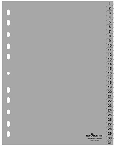 Durable Register 1-31, DIN A4, grau, PP, Universallochung, 31-teilig (3)