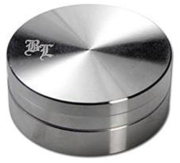 altrado Headshop Black Leaf Edelstahl - Mühle - Grinder 2 - teilig - Silber - Ø 39mm - H 15mm - für Kräuter, Tee - und Gewürze