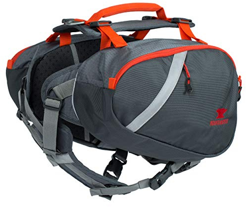 Mountainsmith K9 Hundepackung, verstellbares Brust- und Rückengeschirr, Hunderucksack, Satteltaschen mit Reißverschlusstaschen für Camping, Reisen, Outdoor, Rucksackreisen, Wandern, Lavarot, Größe M