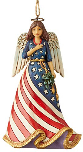 Enesco Jim Shore Heartwood Creek Patriotic Angel Hanging Ornament, 4.75 Inch, Multicolor (6004317)