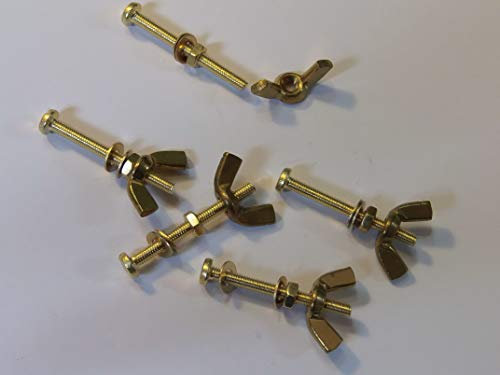 M3X30 BRASS PAN HEAD BOLTS NUTS & WASHERS & WING NUTS PACK 0F 5 BRASS SET SCREWS