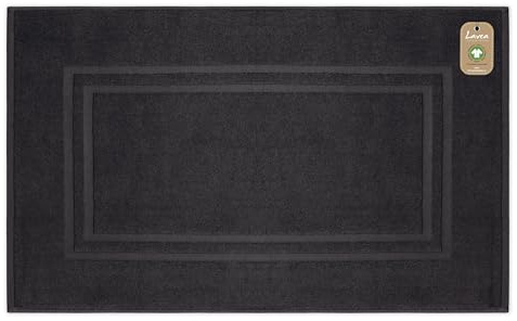 Lavea® Badematte 50x80 cm – Anthrazit | Badezimmerteppich 100% Baumwolle, 800 g/m², saugstark, Badteppich, Badvorleger für Badezimmer – Frottierserie Bali