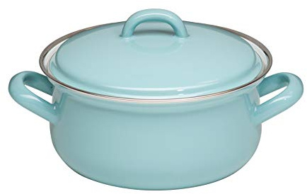 Riess, 0611-109, Topf mit Deckel Ø 18cm, NATURE GREEN LIGHT, Emaille, Vol. (rec.): 1,1 Liter, Made in Österreich, LBH: 22,5x17,7x12,1cm, 0,903kg, Induktionskocher kompatibel, Gasherd geeignet