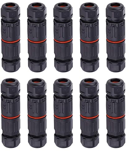 10pcs IP68 Connettore Cavo Impermeabile, Connettore Elettrico Impermeabile 3 pin Scatola di Giunzione In Nylon Ignifugo per Alimentazione Rete 0.5mm²~2.0mm²