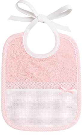 Filet - Lätzchen aus farbigem Frottee, Vollständig handgefertigt mit Aida-Tasche zum Besticken, Ideal für Neugeborene und Kleinkinder, 100% Made in Italy, Maße 18 x 21 cm