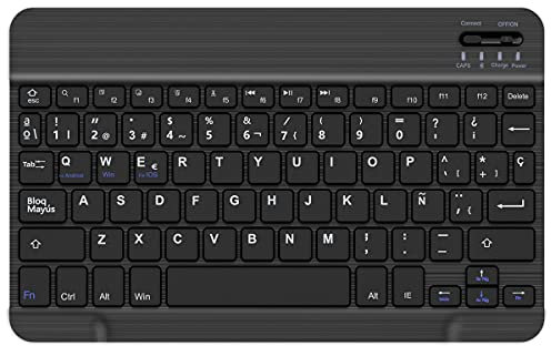 SENGBIRCH Teclado Bluetooth Español para iPad, iPhone, Tablet Samsung, Huawei, Compatible con Todos los Dispositivos con Bluetooth de iOS, Android, Windows, Negro