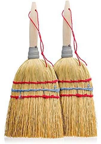 Redecker Hand Brush with Wooden Handle, Rice Straw, Untreated Beechwood, Set of 2, 10-Inches